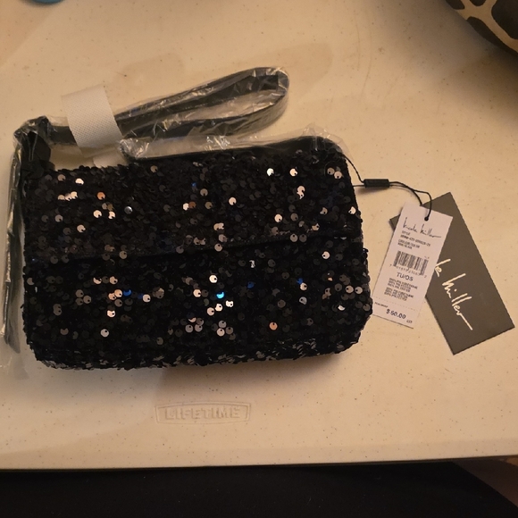 Nicole Miller Handbags - Nicole Miller Black Sequin Wristlet Clutch